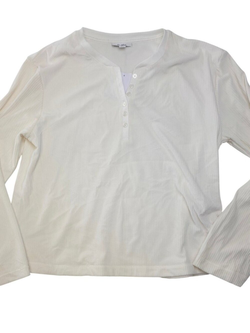 #1779 Roudelain Ribbed Knit Pajama Set White Large Henley Top Lounge Joggers NWT